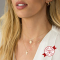 Mini sterling silver cross charm necklace gallery image