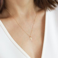 Mini sterling silver cross charm necklace gallery image