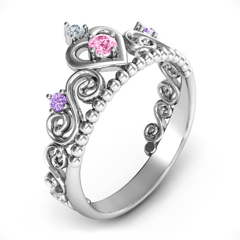 Personalised Princess Charming Tiara Ring Side View Personalised Princess Charming Tiara Ring side view