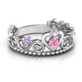 Personalised Princess Charming Tiara Ring Crown Band Personalised Princess Charming Tiara Ring with crown-inspired band