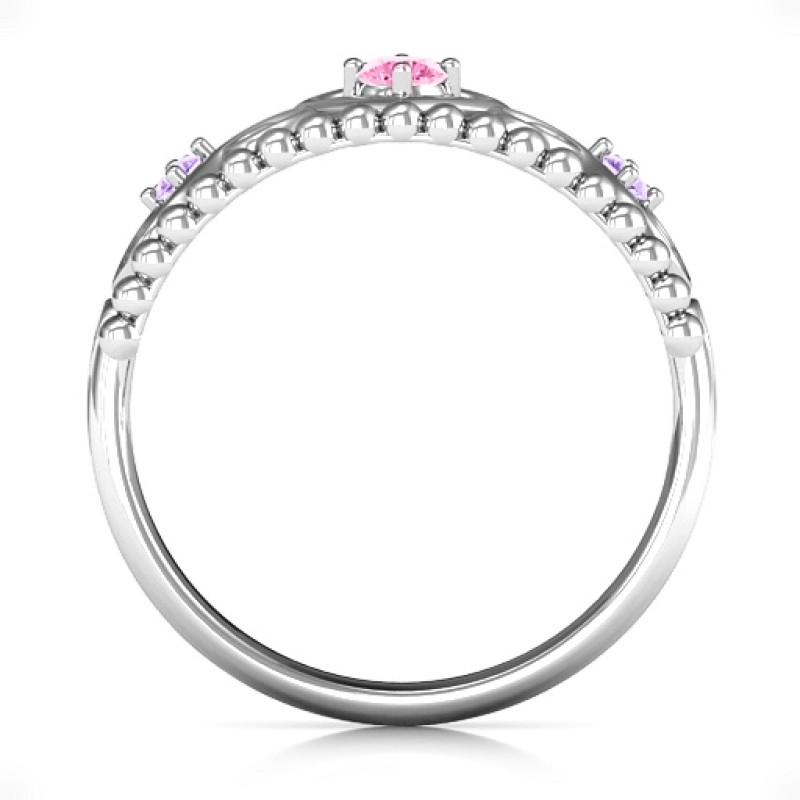 Personalised Princess Charming Tiara Ring Centre Stone Personalised Princess Charming Tiara Ring with centre stone