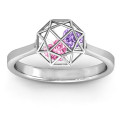 Personalised Diamond Cage Ring with Heart Stones Personalised diamond cage ring with encased heart stones