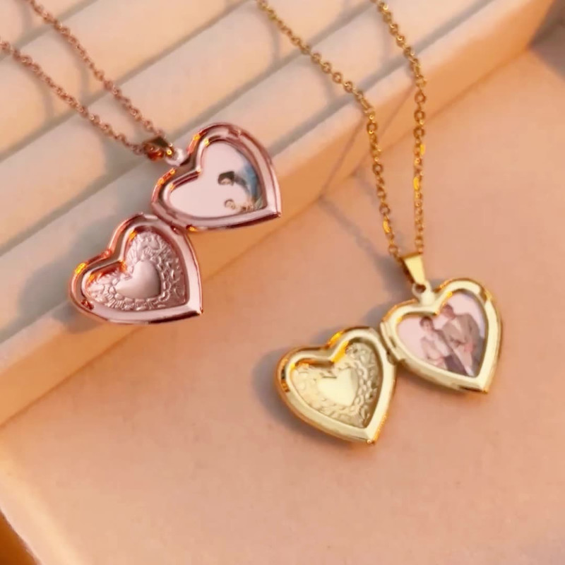 Personalised Photo Heart Locket Necklace Personalised heart locket necklace for a photo engraving and back message