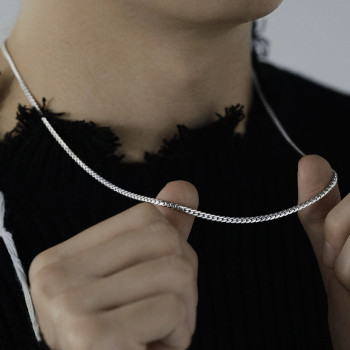 Solid Sterling Silver Cuban Link Chain Necklace - 3mm Hypoallergenic for Men Women Unisex Solid Sterling Silver Cuban Link Chain Necklace - 3mm Hypoallergenic for Men Women Unisex