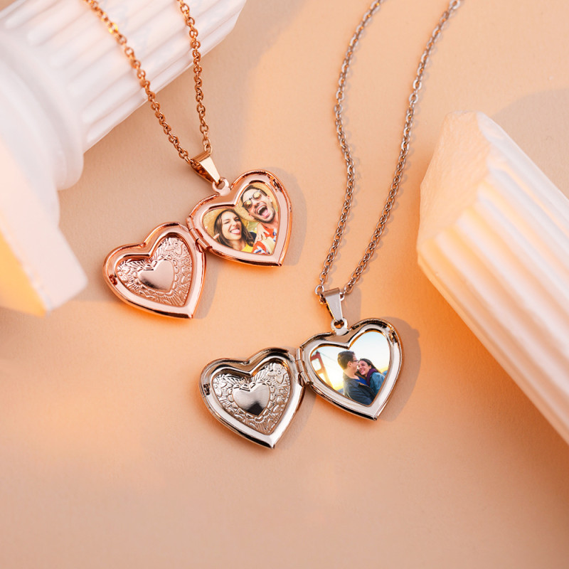 Personalised Photo Heart Locket Necklace Personalised heart locket necklace for a photo engraving and back message