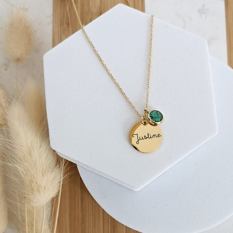 Personalised 18ct Gold Plated Silver Disc Necklace Personalised 18ct gold-plated silver disc pendant necklace