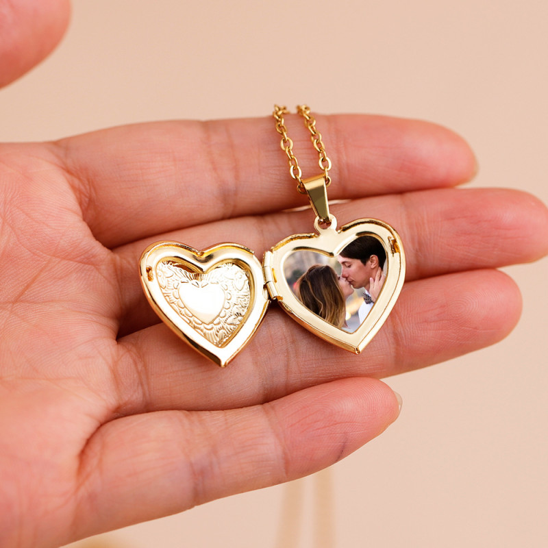 Personalised Photo Heart Locket Necklace Personalised heart locket necklace for a photo engraving and back message