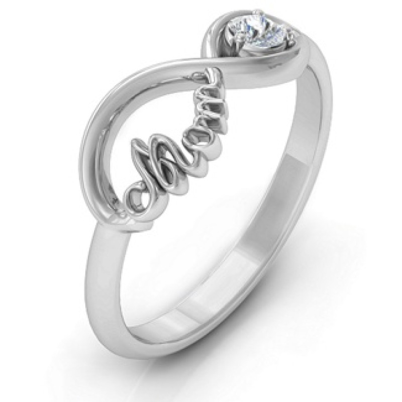 Mom's Infinity Bond Ring with Birthstone product image
