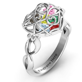 Encased in Love Caged Hearts Ring with Infinity Band Encased in Love Caged Hearts Ring with Infinity Band