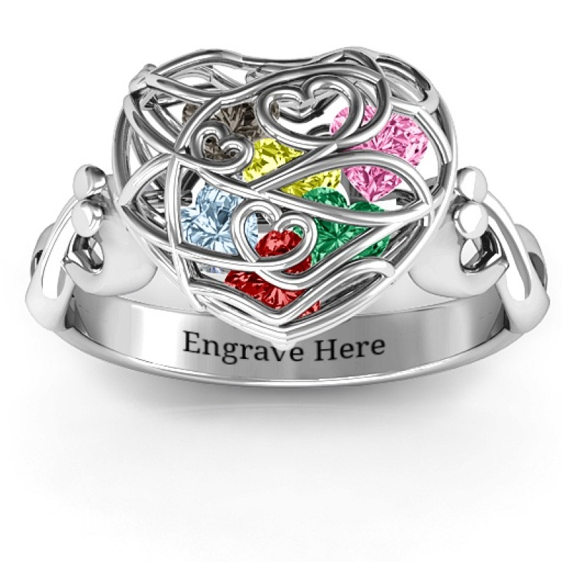 Caged Hearts Ring with Infinity Band Encased in Love Caged Hearts Ring with Infinity Band