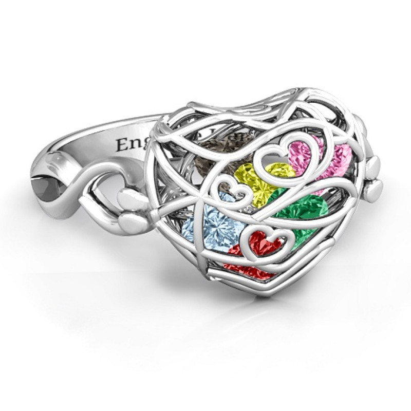 Caged Hearts Ring with Infinity Band Encased in Love Caged Hearts Ring with Infinity Band
