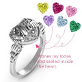 Mom Caged Hearts Ring with Butterfly Wings Band Mom Caged Hearts Ring with Butterfly Wings Band product image