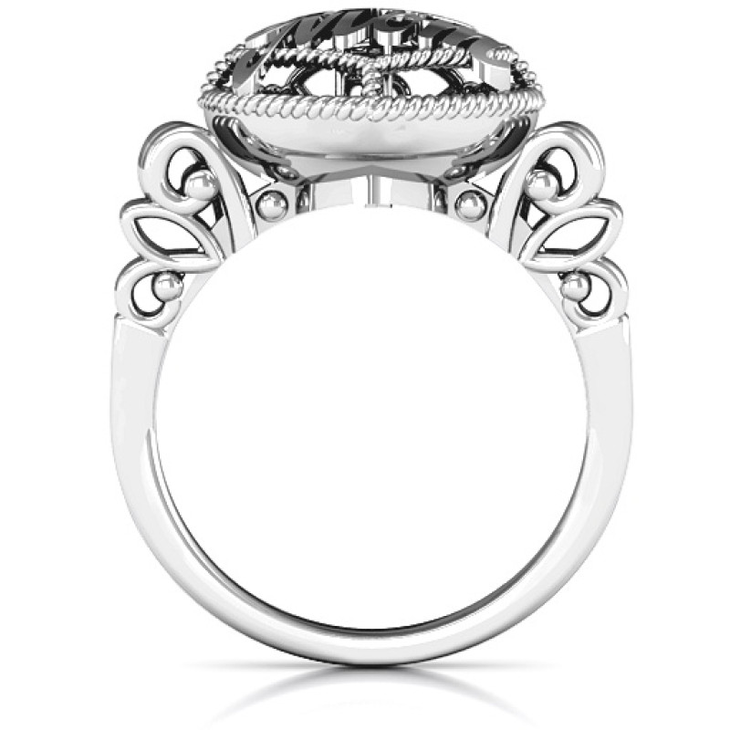Mom Caged Hearts Ring with Butterfly Wings Band Mom Caged Hearts Ring with Butterfly Wings Band product image