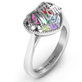 Mom Caged Hearts Ring with Ski Tip Band Mom Caged Hearts Ring with Ski Tip Band product image