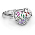 Mom Caged Hearts Ring with Ski Tip Band Mom Caged Hearts Ring with Ski Tip Band product image