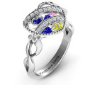 Sparkling Hearts Caged Hearts Ring with Infinity Band Sparkling Hearts Caged Hearts Ring with Infinity Band