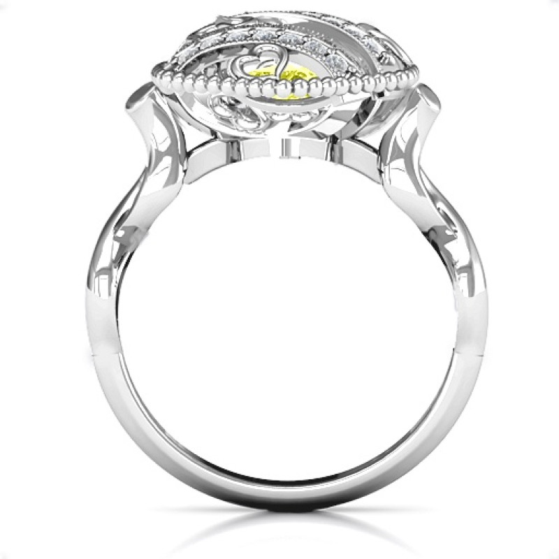 Sparkling Hearts Caged Hearts Ring detail view Sparkling Hearts Caged Hearts Ring with Infinity Band detail view