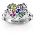 Family Tree Caged Hearts Ring with Infinity Band Family Tree Caged Hearts Ring with Infinity Band product view