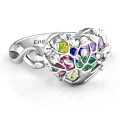 Family Tree Caged Hearts Ring with Infinity Band Family Tree Caged Hearts Ring with Infinity Band