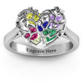 Family Tree Caged Hearts Ring with Ski Tip Band product image