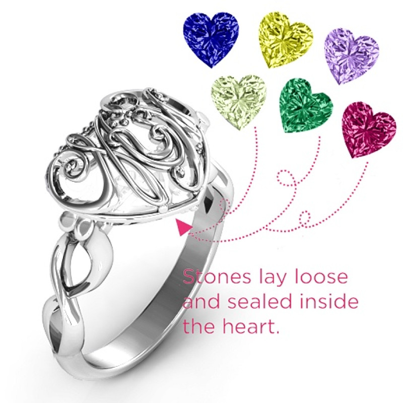Caged Hearts Ring with Infinity Band #1 Mom Caged Hearts Ring with Infinity Band product view