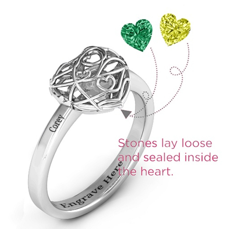 Petite Caged Hearts Ring Product View Encased in Love petite caged hearts ring product view