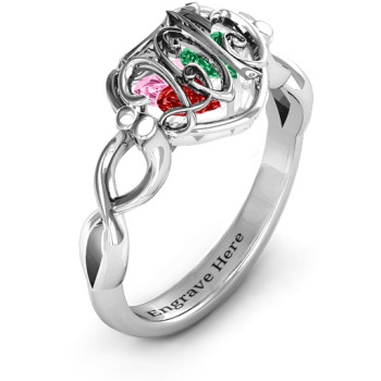 2015 Petite Caged Hearts Ring with Infinity Band 2015 Petite Caged Hearts Ring with Infinity Band