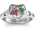 Petite Caged Hearts Ring Alternate View Petite Caged Hearts Ring with Infinity Band alternate view