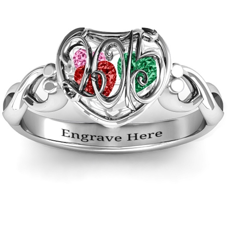 Petite Caged Hearts Ring Alternate View Petite Caged Hearts Ring with Infinity Band alternate view