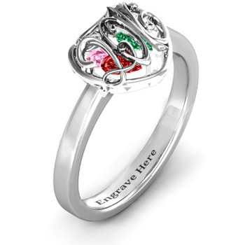 2016 Petite Caged Hearts Ring with Classic Band 2016 Petite Caged Hearts Ring with Classic Band
