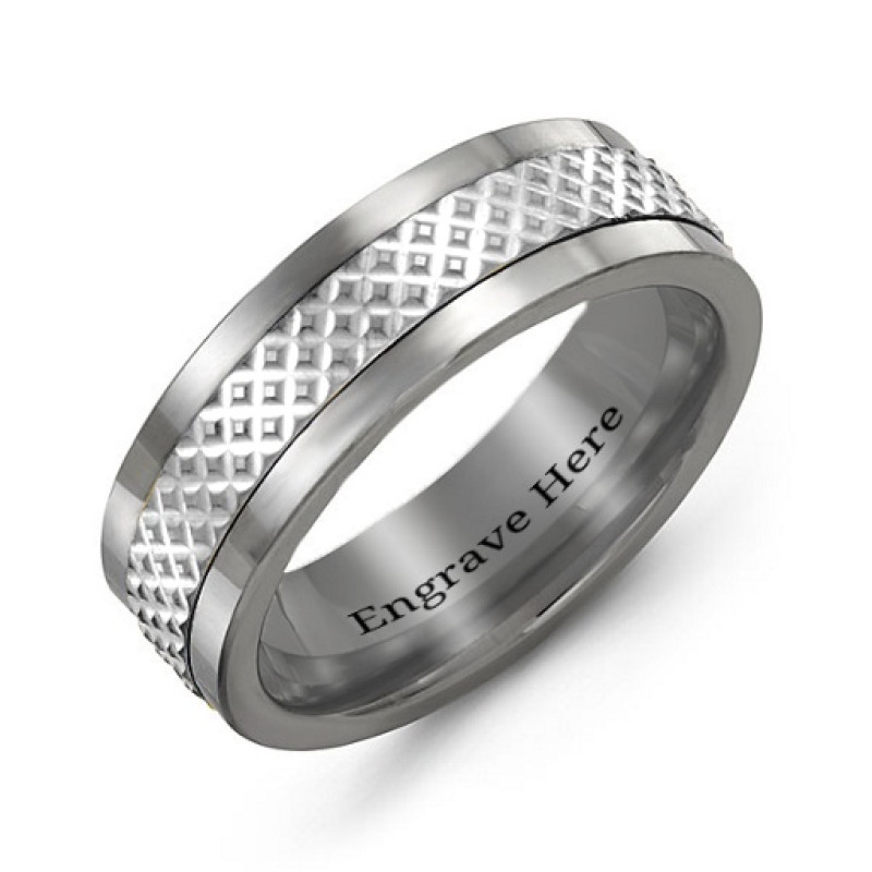 Men's Tungsten Mesh Inlay Band Ring Men's tungsten mesh inlay band ring