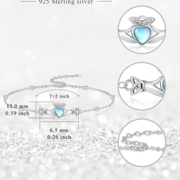 925 Sterling Silver Claddagh Heart Bracelet for Women | Adjustable Celtic Knot Love Friendship & Loyalty Charm Anklet | Gift for Her 925 Sterling Silver Claddagh Heart Bracelet for Women | Adjustable Celtic Knot Love Friendship & Loyalty Charm Anklet | Gift for Her