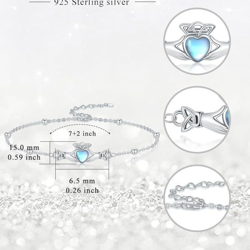 925 Sterling Silver Claddagh Heart Bracelet 925 sterling silver Claddagh heart bracelet with hands and crown charm
