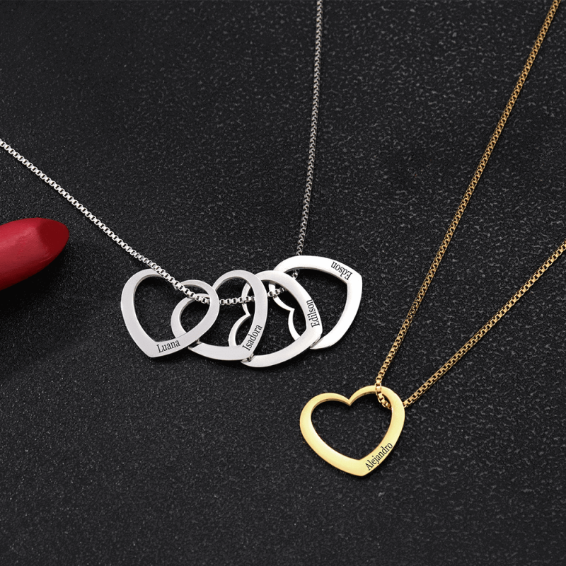 Interlocking Heart Necklace Detail Personalised interlocking heart necklace detail view