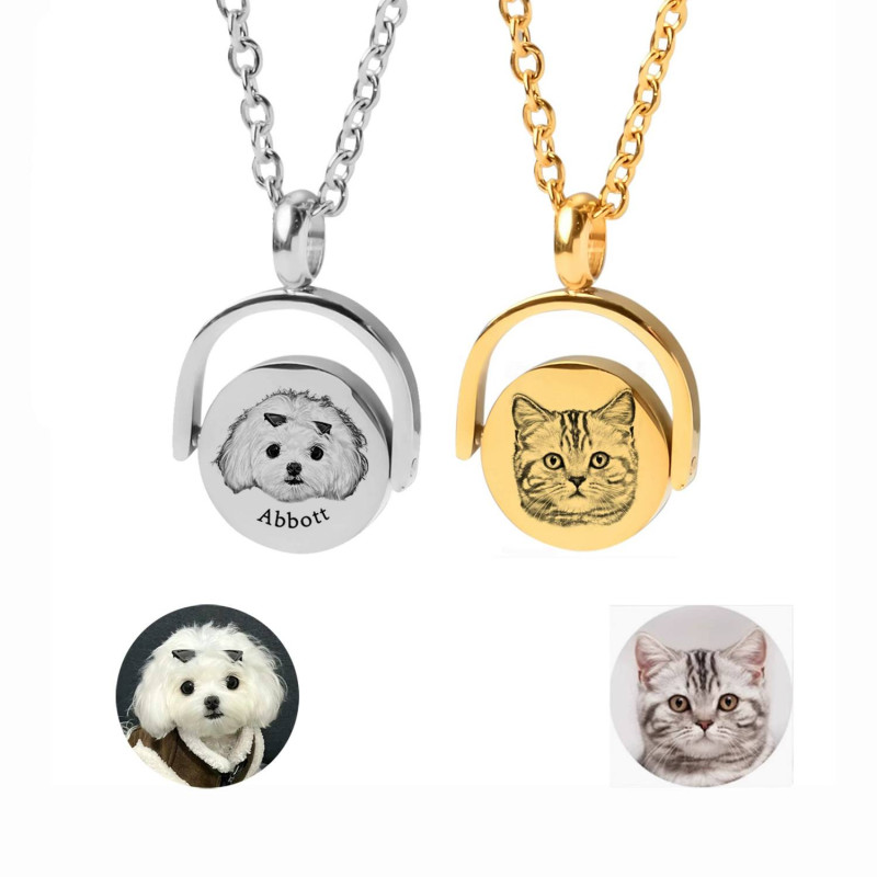 Personalized Pet Spinning Necklace Personalized pet spinning necklace with a custom rotating pendant