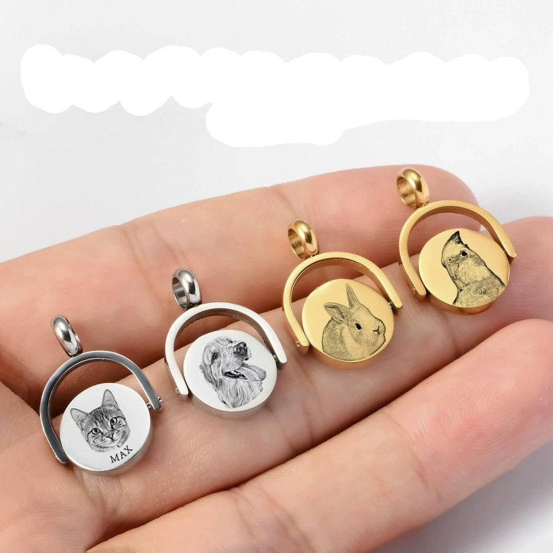 Personalized Pet Spinning Necklace Gallery Personalized pet spinning necklace with a custom rotating pendant