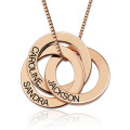 Personalised Three-Ring Russian Necklace Three interlocking Russian ring necklace with hand-stamped wording