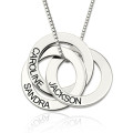 Personalised Three-Ring Russian Necklace Three interlocking Russian ring necklace with hand-stamped wording