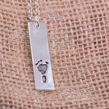 Personalized Custom Finger Print Sterling Silver Charm Necklace