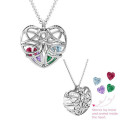 Celtic Trinity Knot Cage Heart Necklace Celtic Trinity Knot cage heart pendant necklace with heart-cut stones