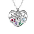 Celtic Trinity Knot Cage Heart Necklace Celtic Trinity Knot cage heart pendant necklace with heart-cut stones