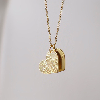 FingerPrint Heart Necklace In Sterling Silver With Signature FingerPrint Heart Necklace In Sterling Silver With Signature