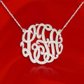 Large three-initial monogram necklace product view