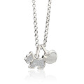 Paw-Fect Dog Pendant Necklace with Zircon and Onyx Sterling silver necklace featuring a zircon-studded dog pendant and polished onyx heart charm