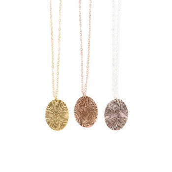 Personalized Sterling Silver Fingerprint Jewellery Actual FingerPrint Oval Pendant