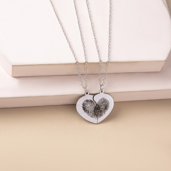 FingerPrint Breakable Heart Necklace In Sterling Silver FingerPrint Breakable Heart Necklace In Sterling Silver