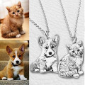 Custom Pet Photo Engraved Necklace Custom pet photo engraved necklace in sterling silver