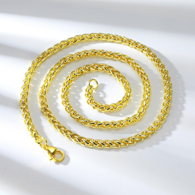 Gold and Silver 3 mm Wheat Chain Necklace 3 mm gold and silver Wheat Chain necklace