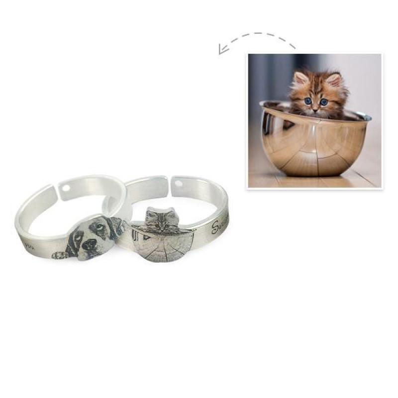 Pet Photo Engraved Ring with Sterling Silver Chain Pet photo engraved ring with sterling silver Rolo chain