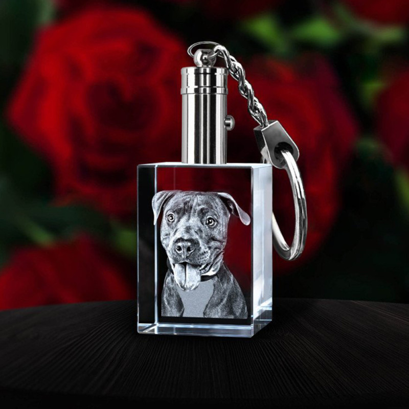 Crystal photo pendant key chain with personalised image